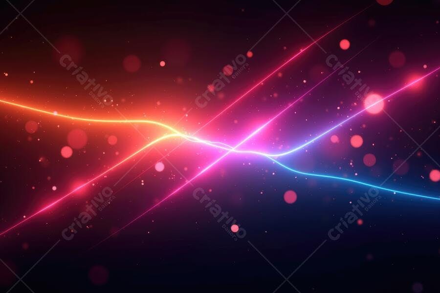 Foto Abstrata Linhas de Luz Neon Coloridas Fundo Escuro