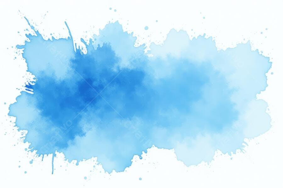 Mancha de Tinta Azul Aquarela Fundo Branco Abstrato