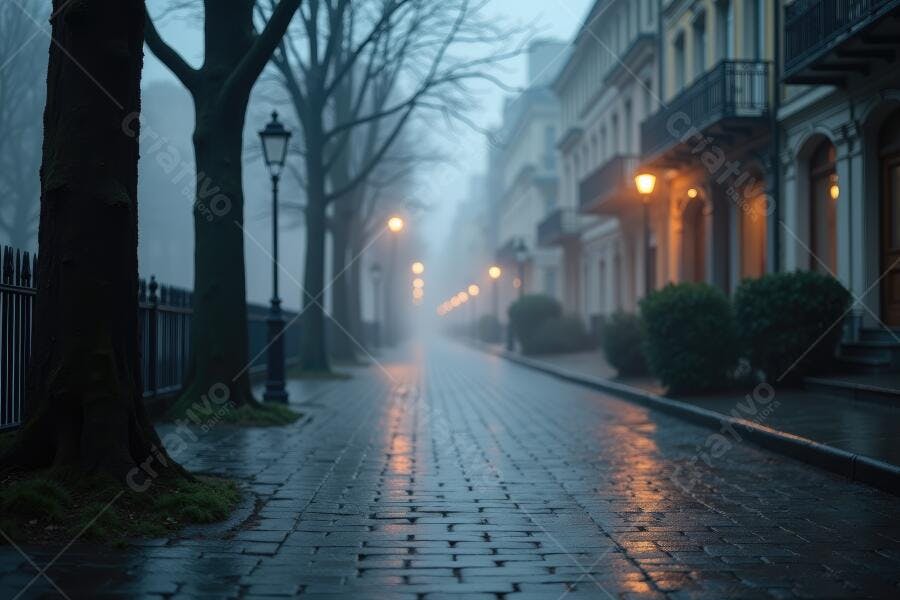 Foto Rua Neblina Urbana Noturna Iluminação Laranja