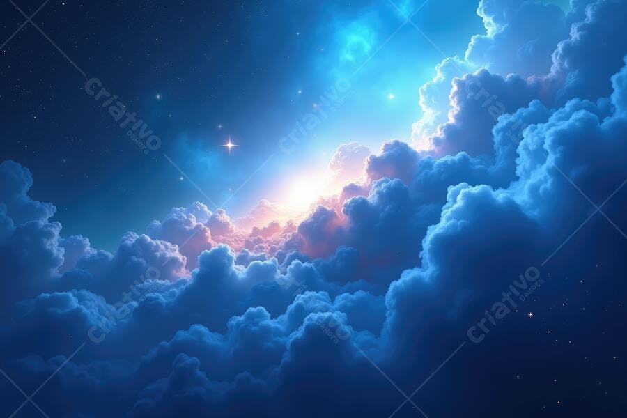 Foto Céu Noturno Estrelado Nuvens Azuis Brilhantes