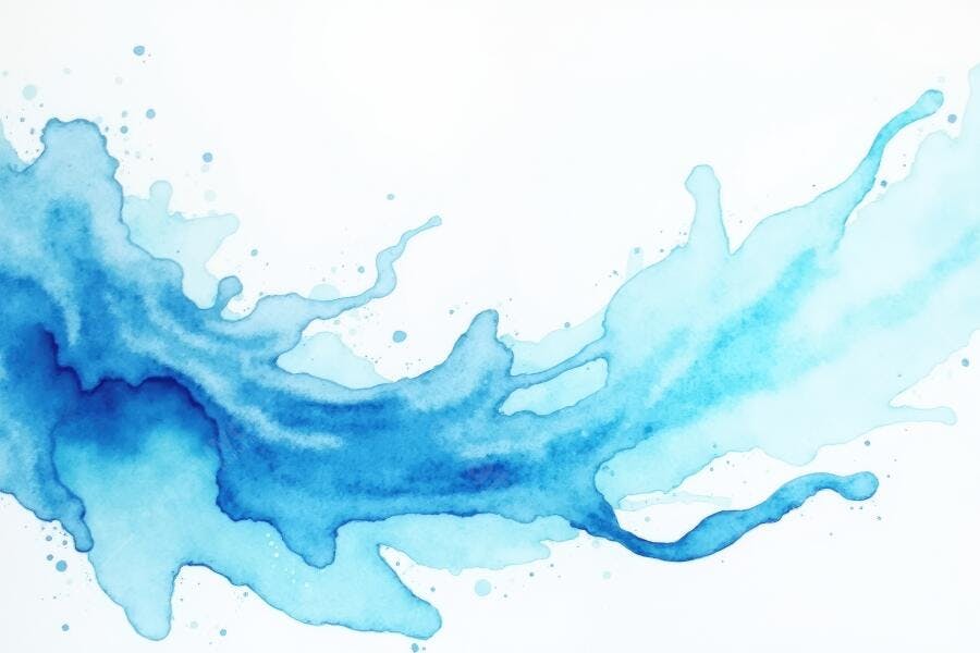 Textura Aquarela Abstrata Azul em Fundo Branco