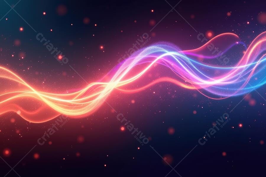 Fundo Abstrato Ondas de Luz Neon Azul Vermelho Brilho