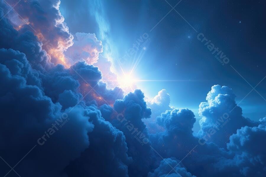 Foto Céu Azul Nuvens Dramáticas Sol Brilhando Paisagem