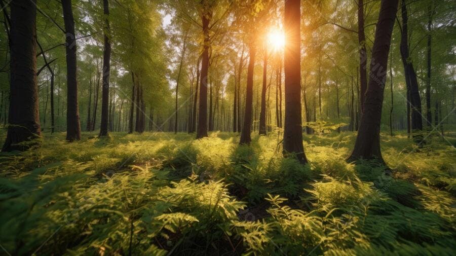 Foto Floresta Verde Sol Raios de Luz Natureza