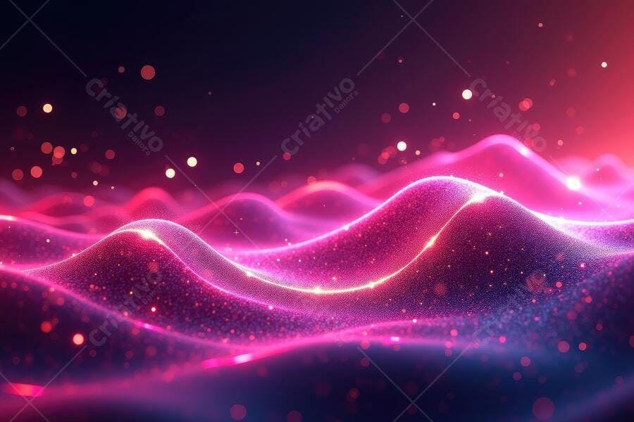 Fundo Abstrato Ondas de Luz Neon Rosa Roxo Partículas Brilhantes