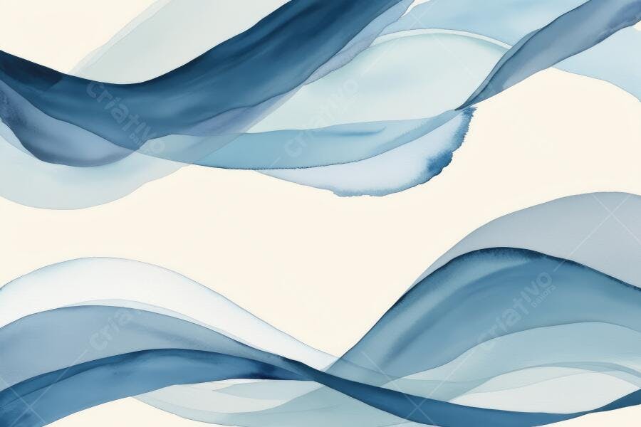 Abstrato Ondas Azuis Fluídas Fundo Bege Minimalista