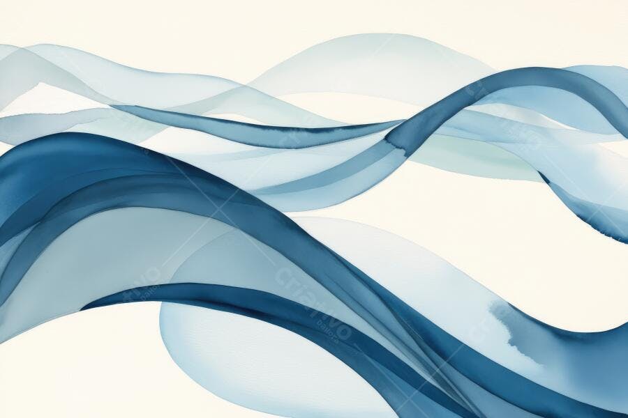 Fundo Abstrato Ondas Azuis Fluídas Aquarela Digital