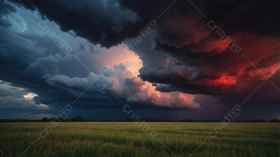 Foto Campo Verde Nuvens Tempestade Céu Dramático