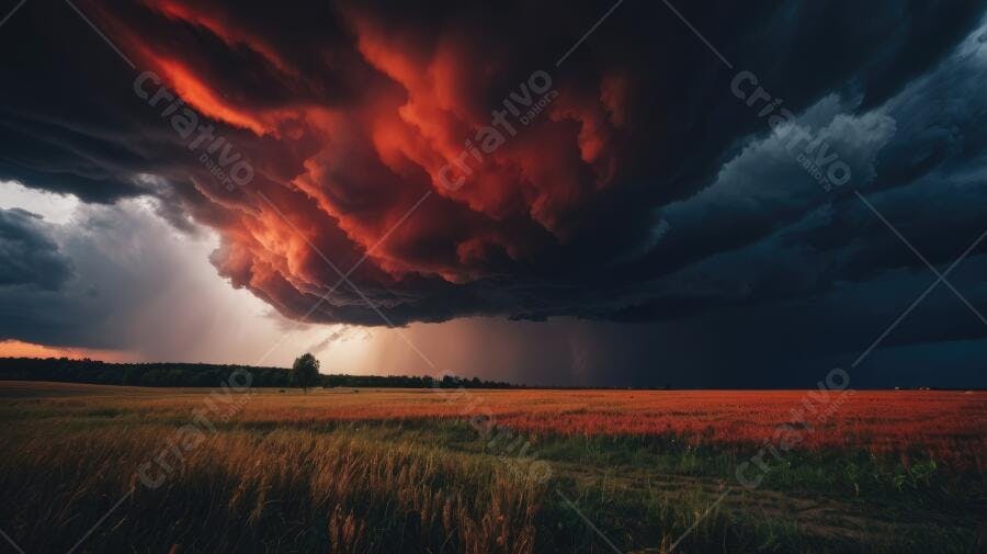 Foto Nuvens de Tempestade Céu Dramático Campo Aberto