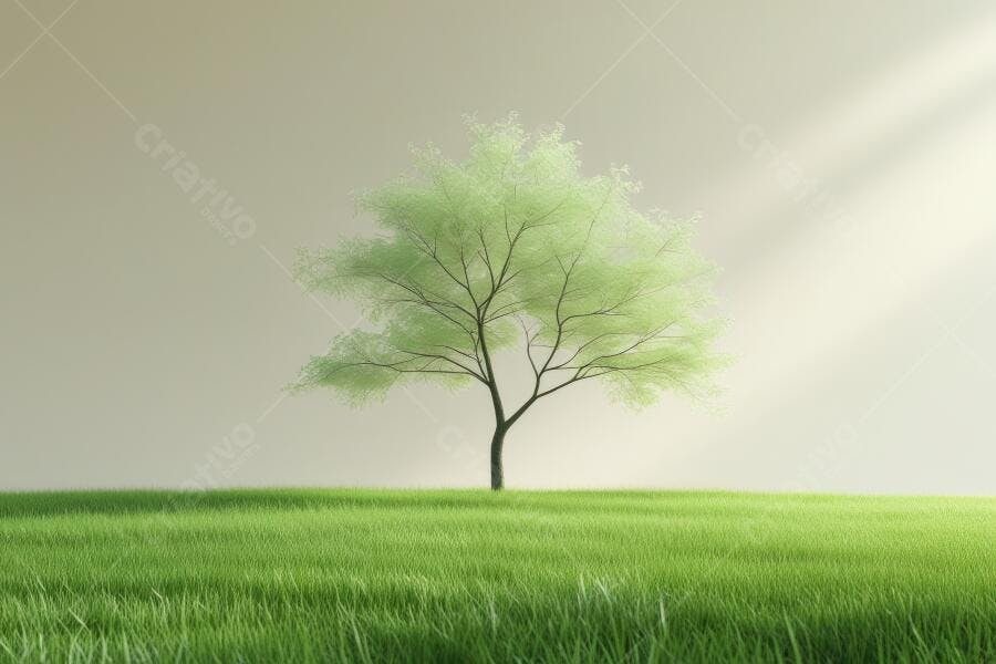 Foto Árvore Solitária Campo Verde Iluminado Natural