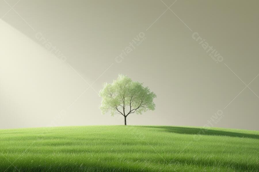 Foto Árvore Solitária Campo Verde Céu Claro Minimalista