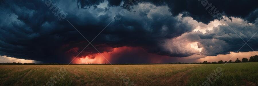 Foto Céu Tempestade Nuvens Escuras Campo Aberto Pôr do Sol