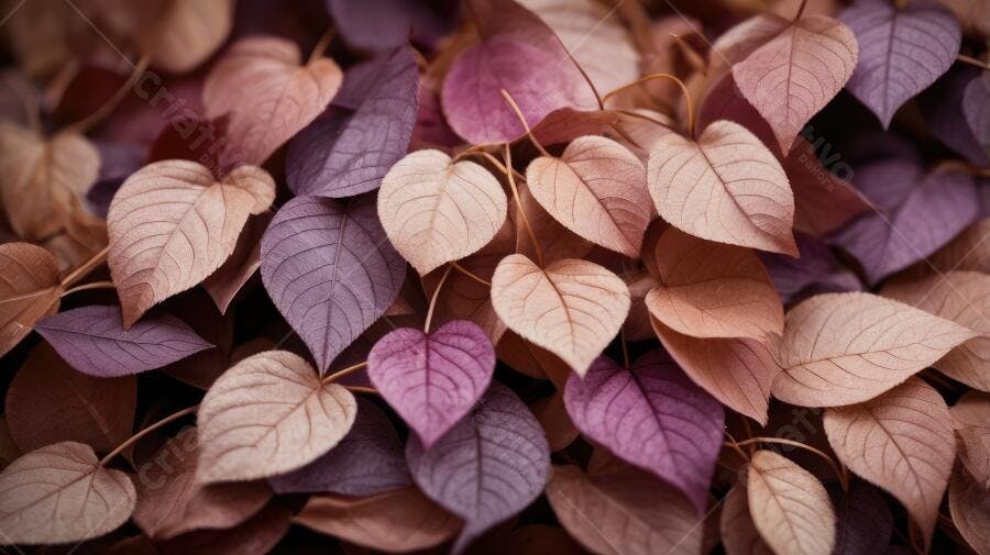Foto Folhas Secas Outono Tons de Rosa e Roxo Textura Natural