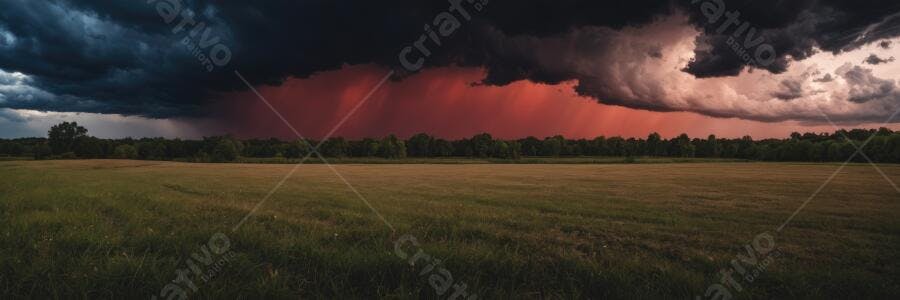Foto Campo Verde Céu Tempestade Nuvens Escuras Vermelhas