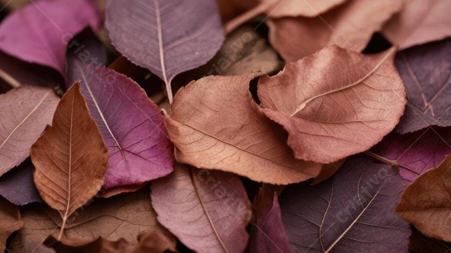 Foto Folhas Secas Outono Tons Marrom Roxo Macro