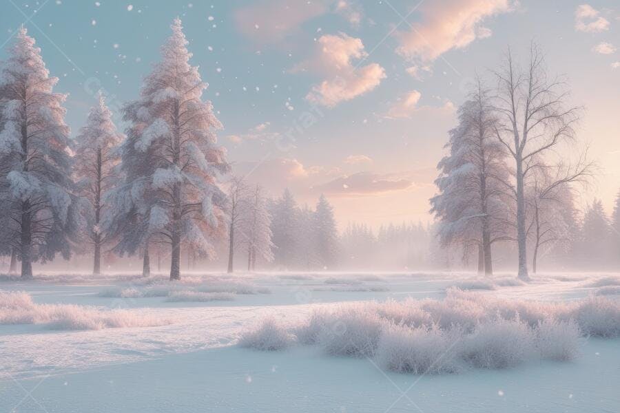 Foto Paisagem Inverno Neve Árvores Congeladas Céu Rosa Azul