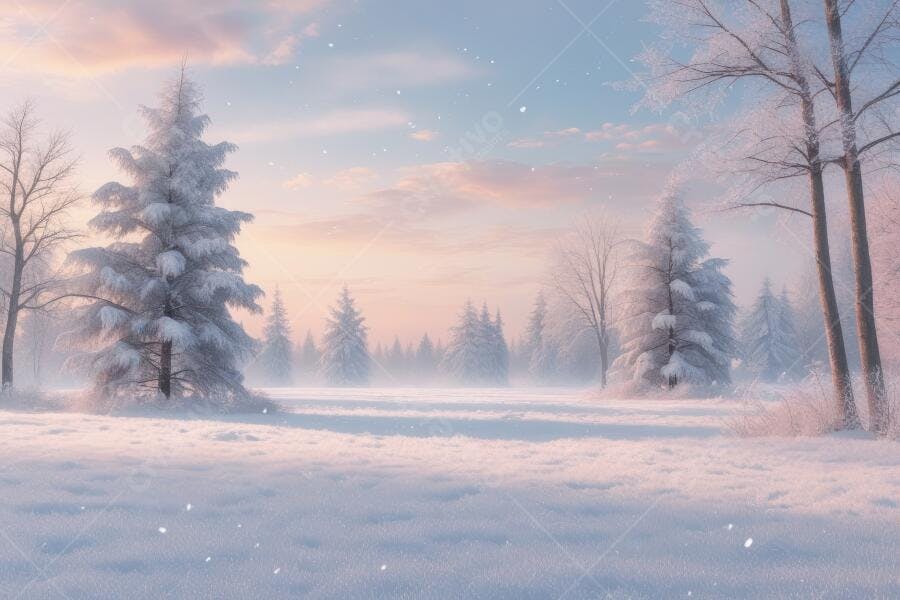 Foto Paisagem Inverno Neve Árvores Congeladas Céu Rosa Azul