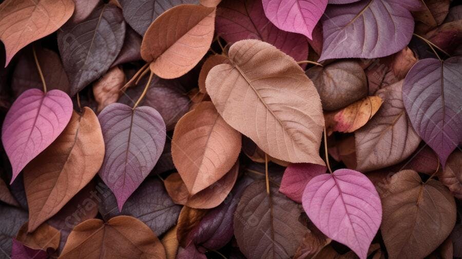 Foto Folhas Secas Outono Cores Rosadas e Marrons Fundo Textura