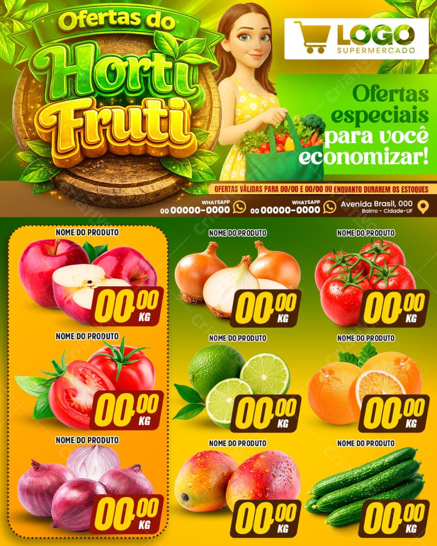 Banner Hortifruti Supermercado Ofertas PSD Editável