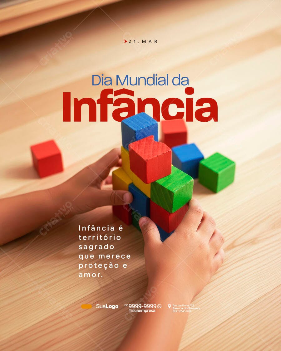 Post Dia Mundial da Infância Março PSD Editável