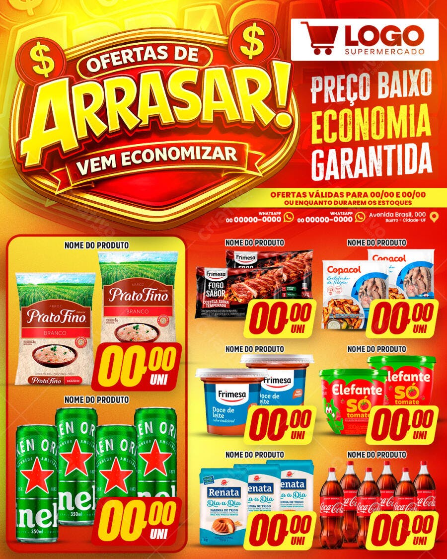 Flyer Supermercado Ofertas Arrasar PSD Editável