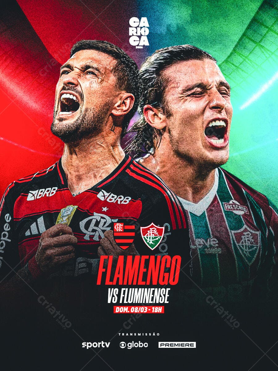 Post Social Media Flamengo Fluminense Campeonato Carioca PSD Editável