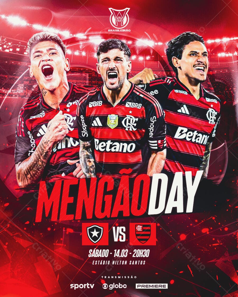Post Instagram Jogo de Futebol Flamengo PSD Editável