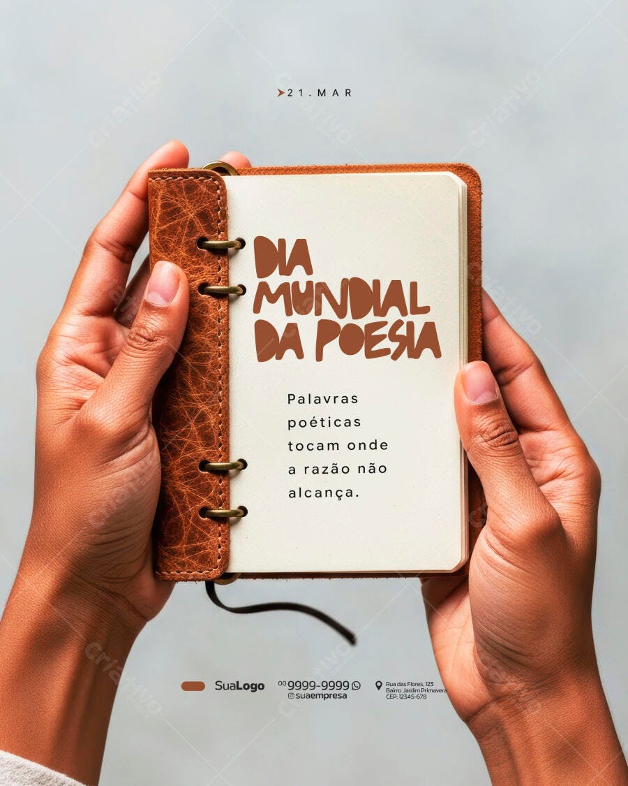 Post Instagram Dia Mundial da Poesia 21 de Março PSD Editável