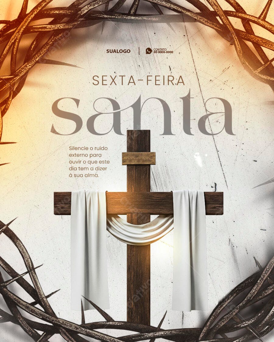Post Instagram Sexta-Feira Santa Páscoa PSD Editável