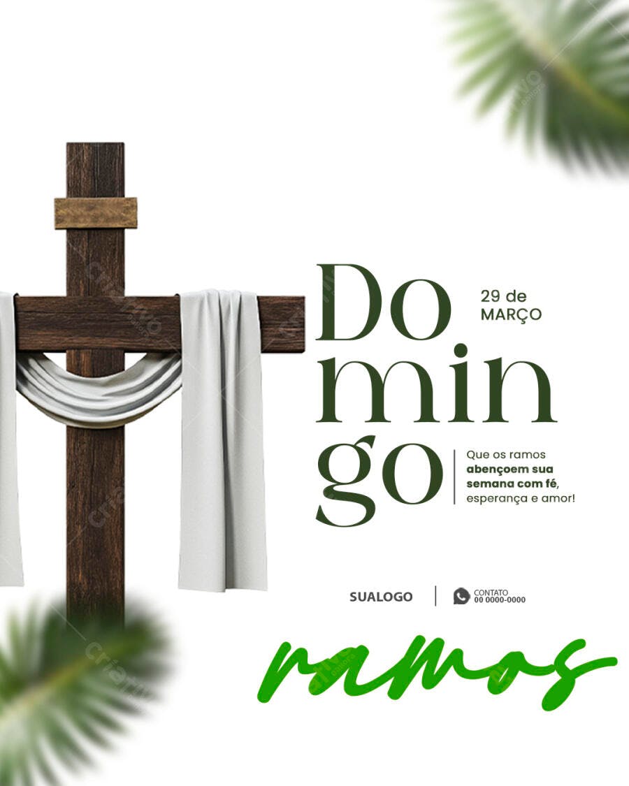 Post Domingo de Ramos Março Igreja PSD Editável