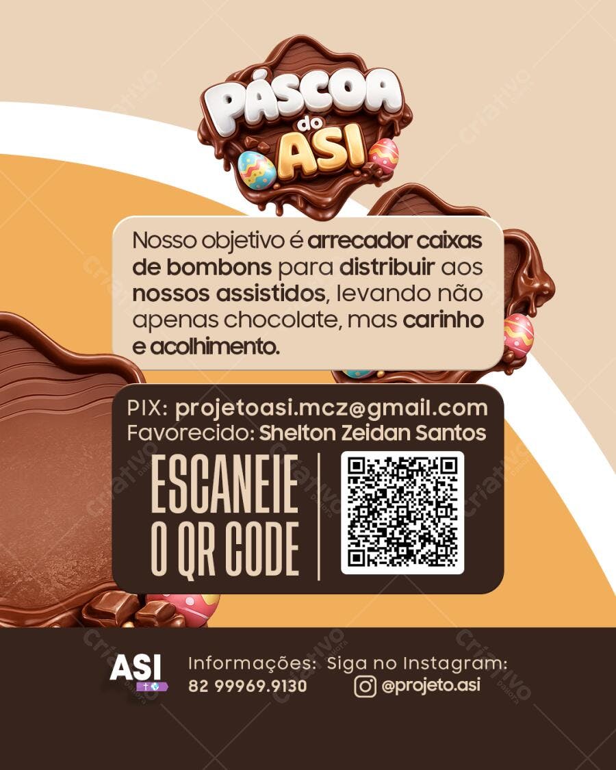 Post Instagram Páscoa Doação Chocolates PSD Editável