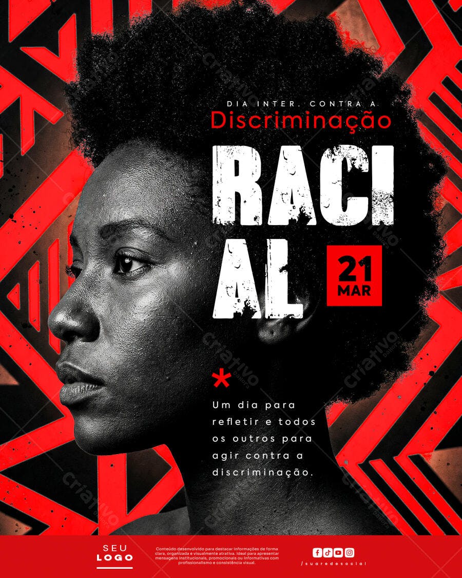 Post Dia Internacional Contra Discriminação Racial 21 Março PSD Editável