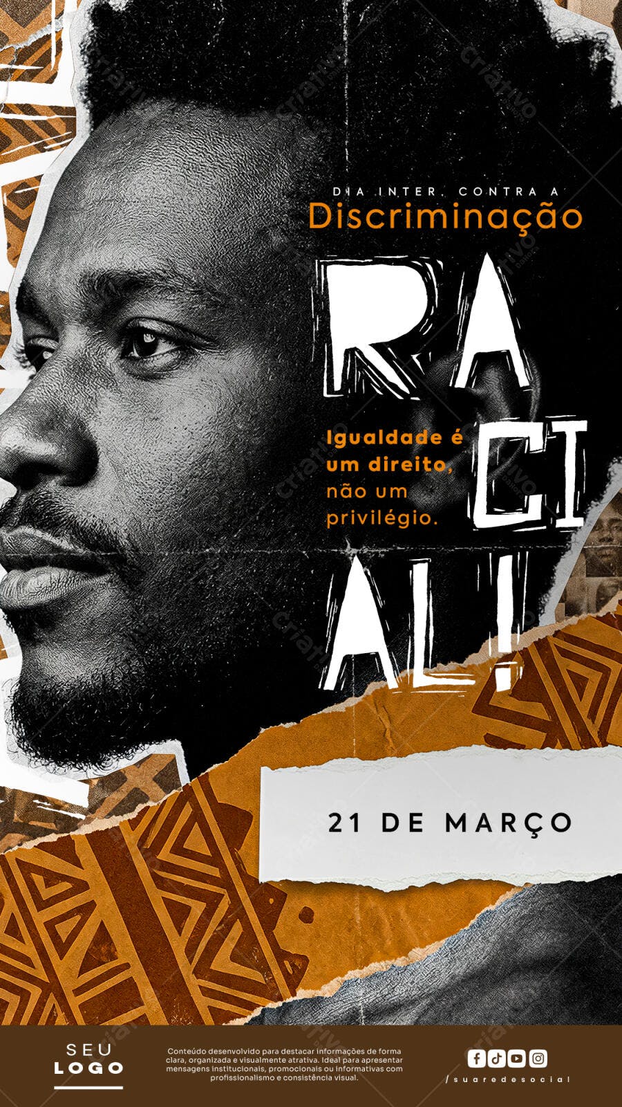 Story Instagram Dia da Discriminação Racial 21 de Março PSD Editável