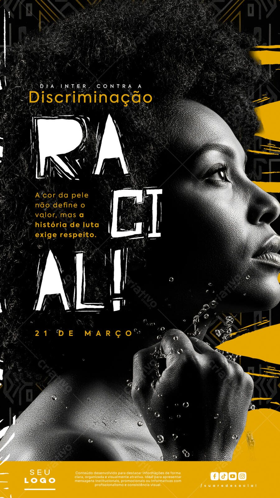 Story Instagram 21 de Março Dia Contra a Discriminação Racial PSD Editável
