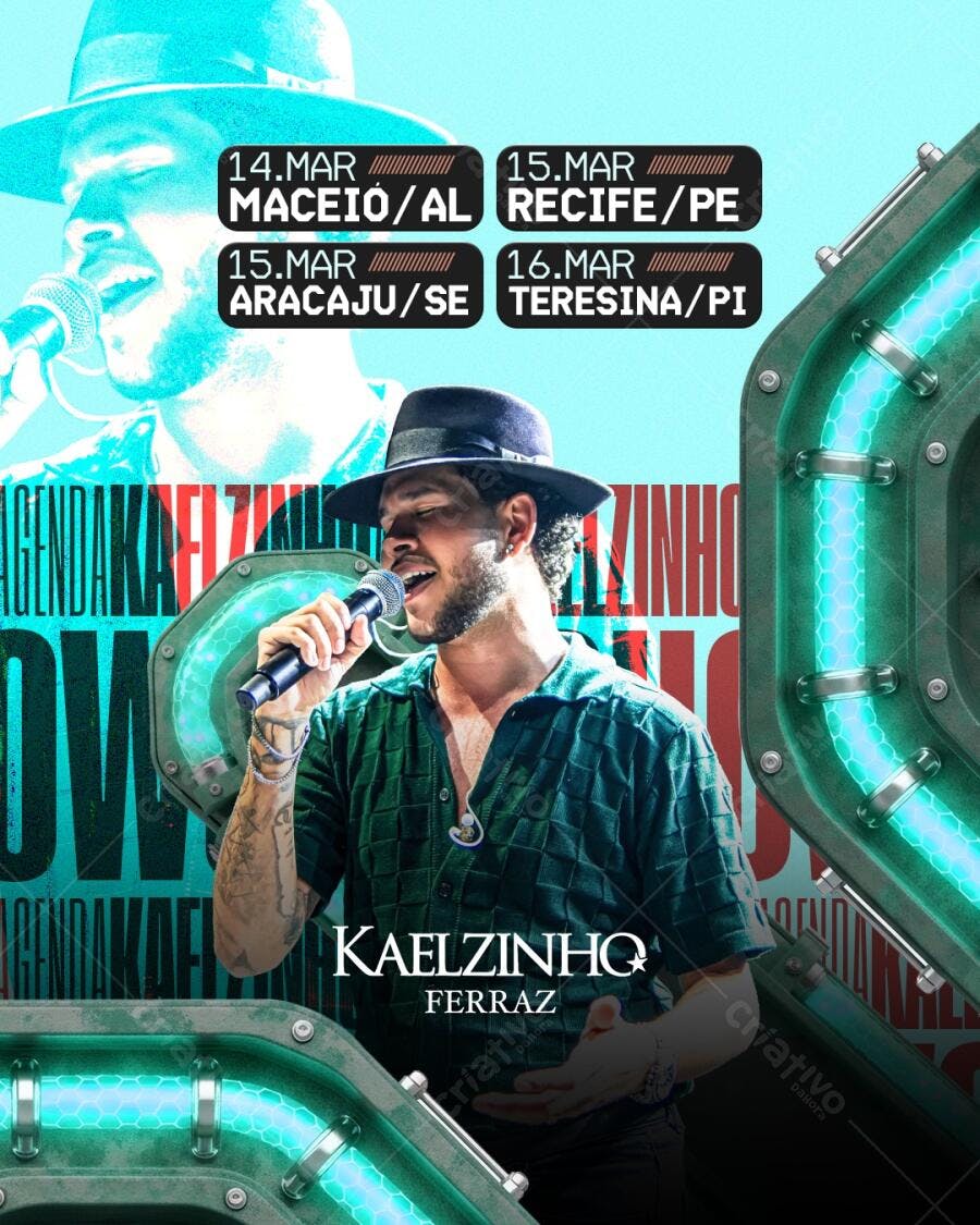 Flyer Agenda de Shows Kaelzinho Ferraz PSD Editável