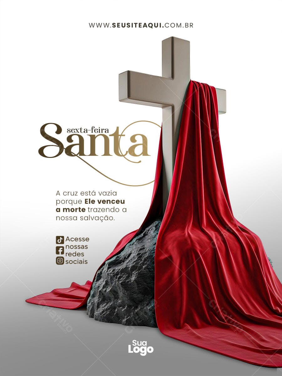 Post Instagram Sexta-feira Santa Páscoa PSD Editável