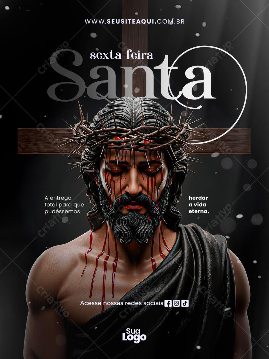 Post Instagram Sexta-feira Santa Páscoa PSD Editável