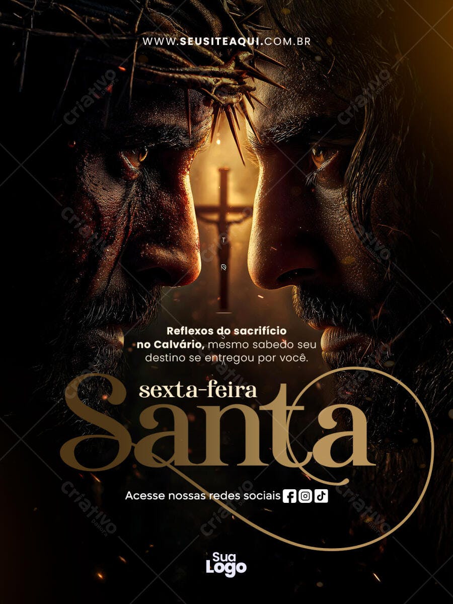 Post Sexta-feira Santa Páscoa Religioso PSD Editável
