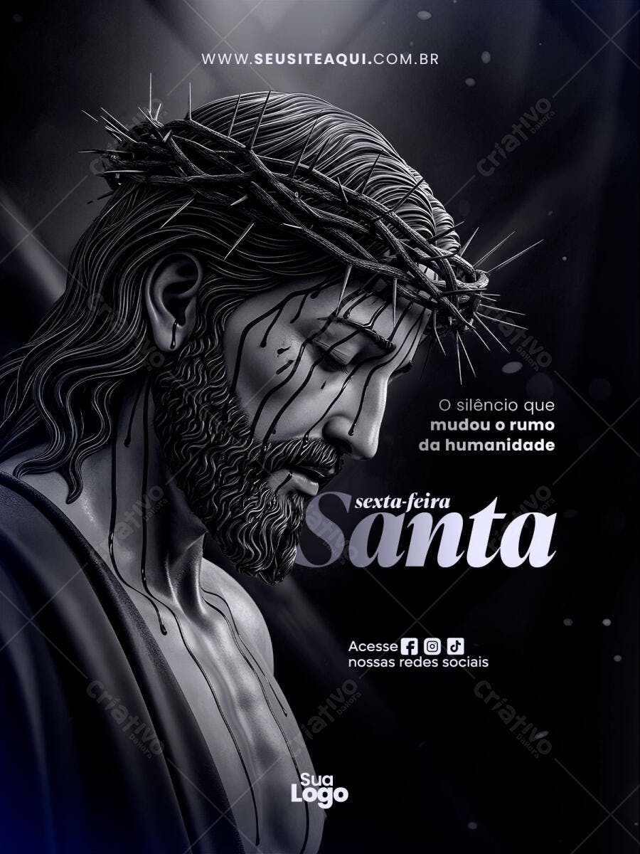 Post Instagram Sexta-feira Santa Páscoa PSD Editável