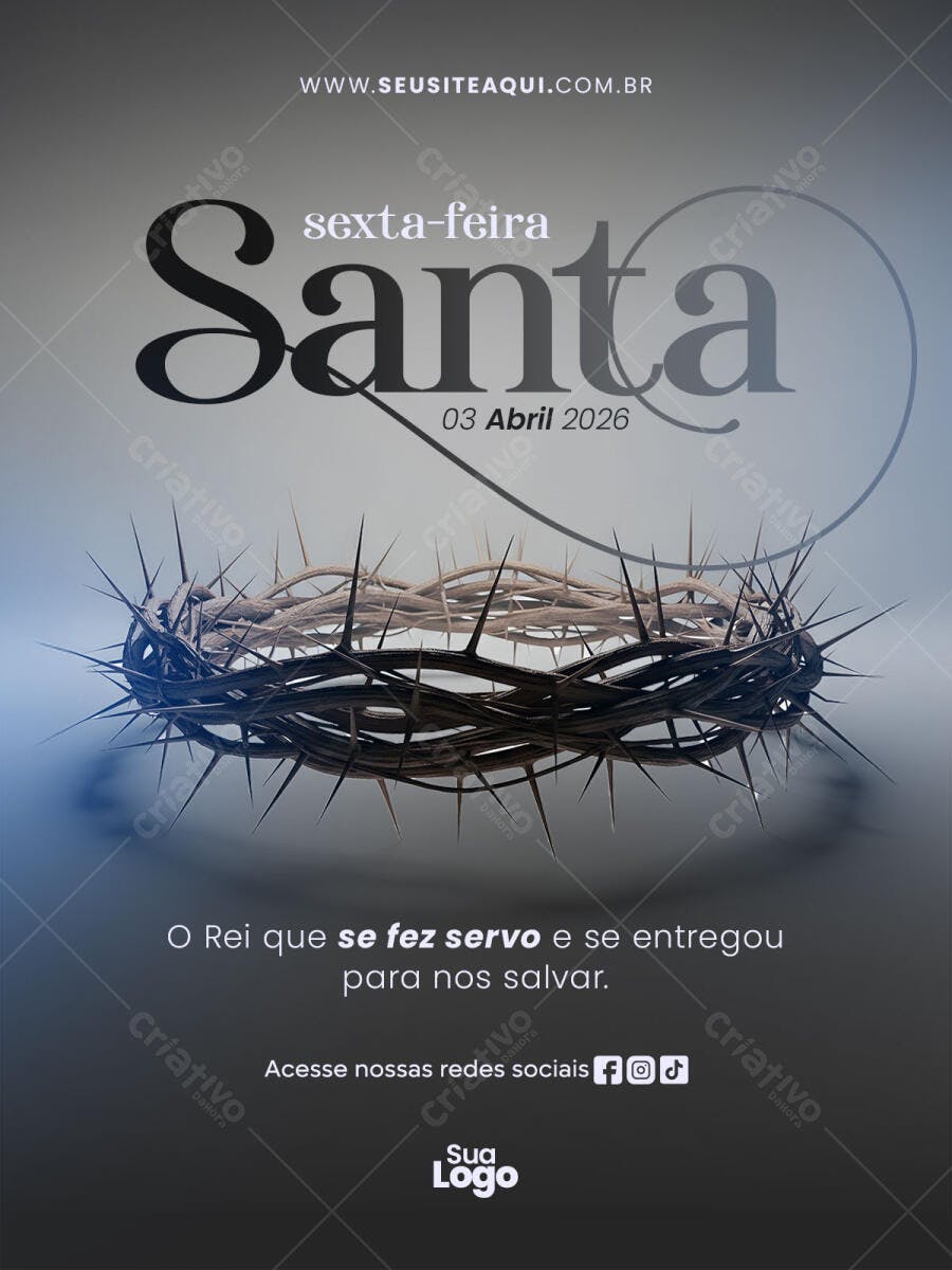 Post Sexta-feira Santa Coroa de Espinhos PSD Editável