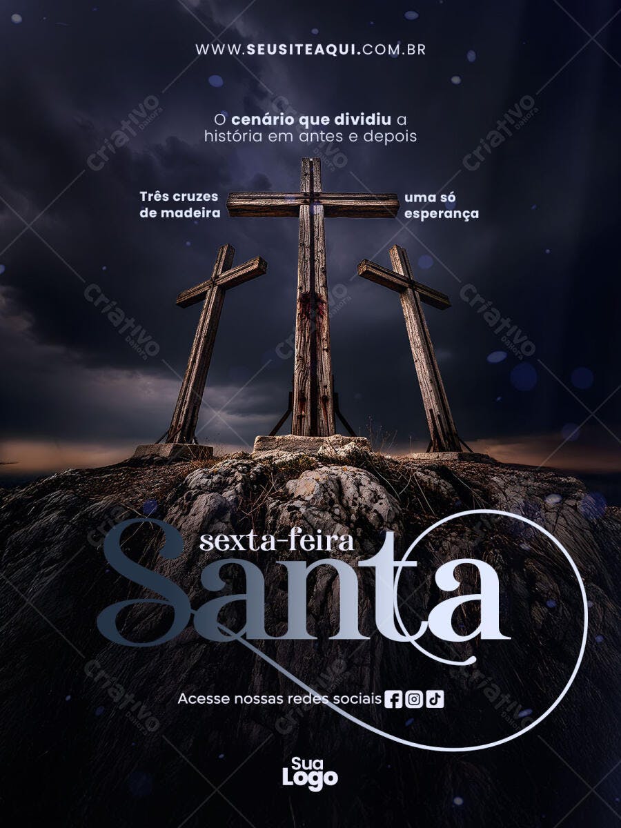 Post Sexta-Feira Santa Páscoa Igreja PSD Editável
