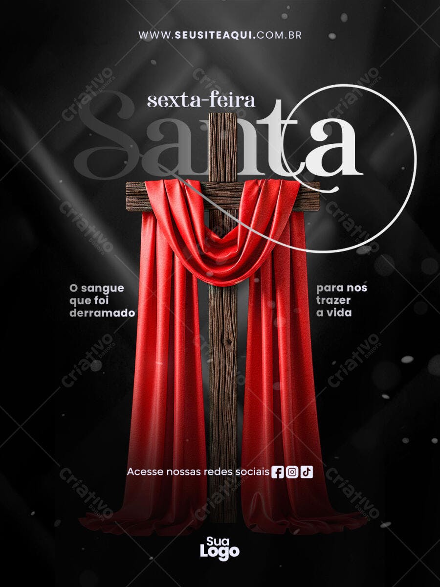 Post Instagram Sexta-feira Santa Páscoa PSD Editável