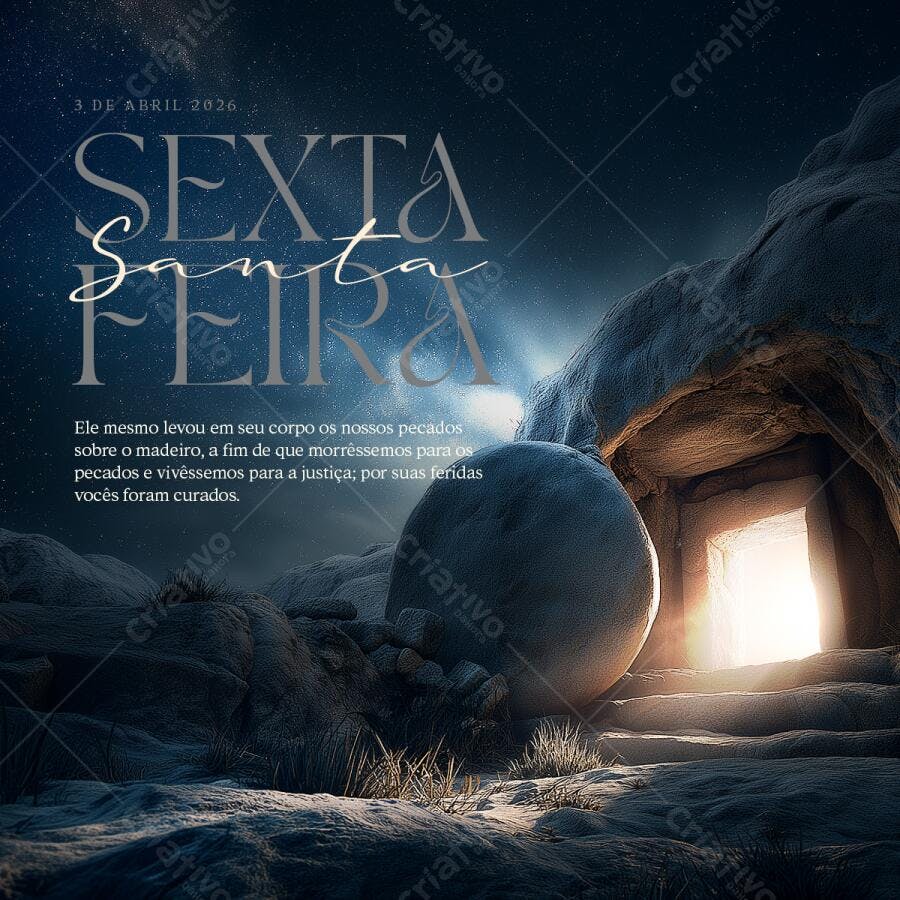 Post Sexta-feira Santa Páscoa Religioso PSD Editável