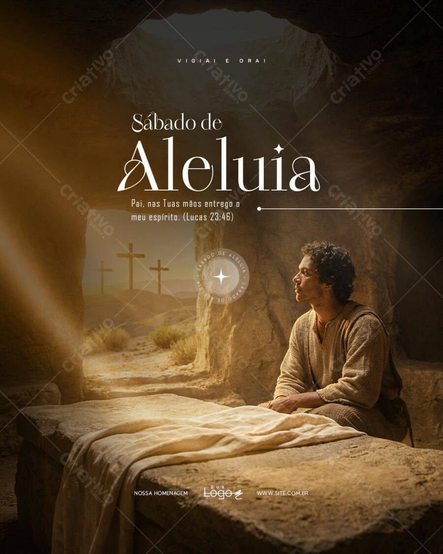 Post Páscoa Sábado de Aleluia Igreja PSD Editável