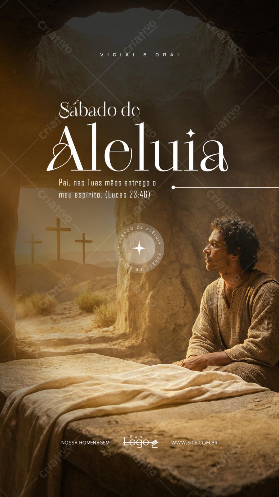 Story Instagram Sábado de Aleluia Páscoa Cristã PSD Editável