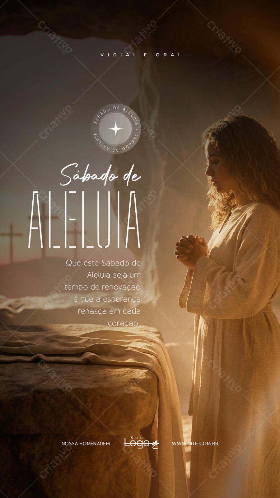 Story Sábado de Aleluia Páscoa Religioso PSD Editável