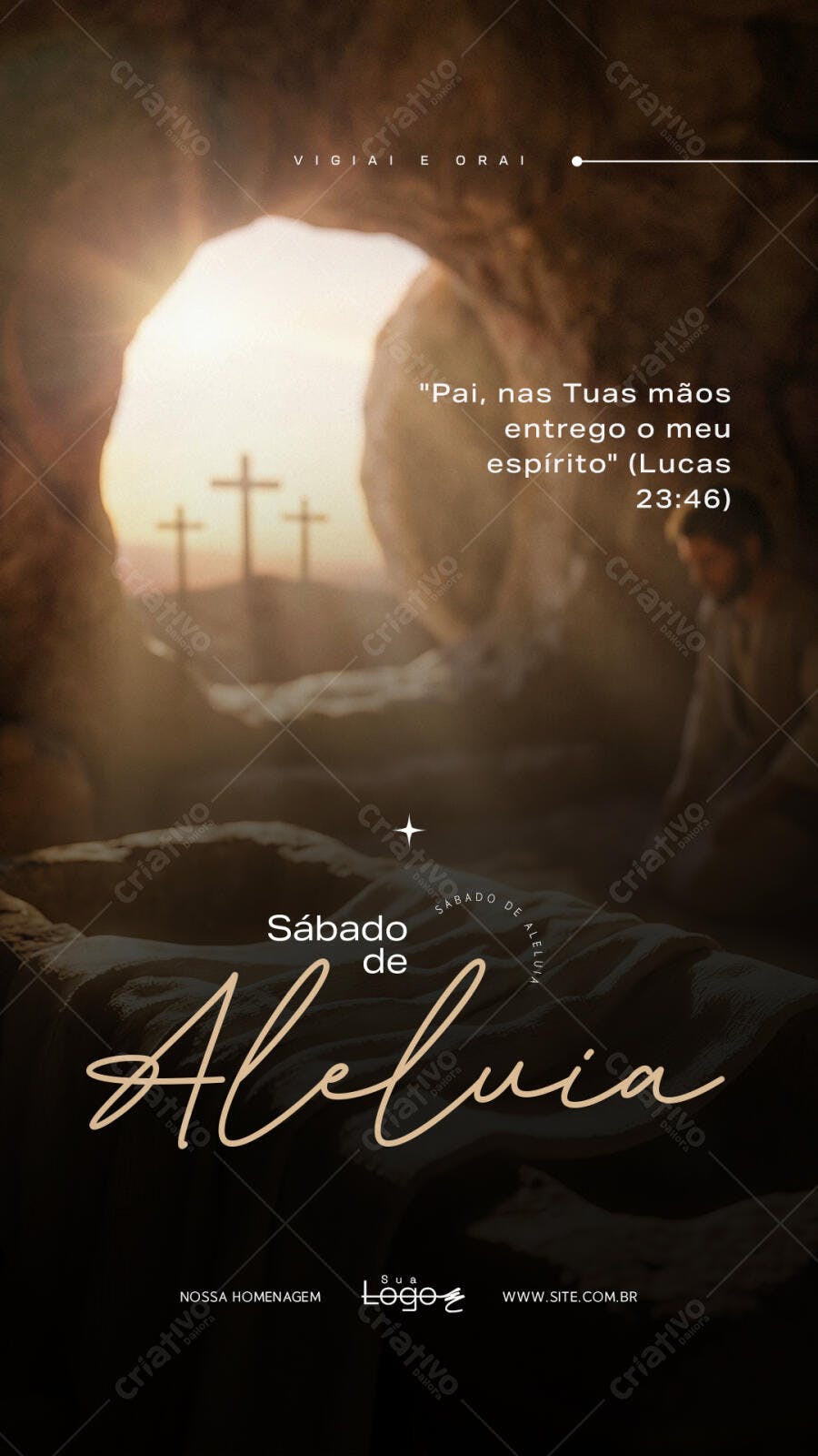 Story Páscoa Sábado de Aleluia Igreja PSD Editável