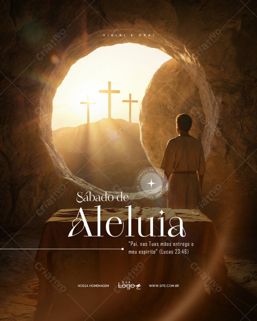 Post Páscoa Sábado de Aleluia Igreja PSD Editável