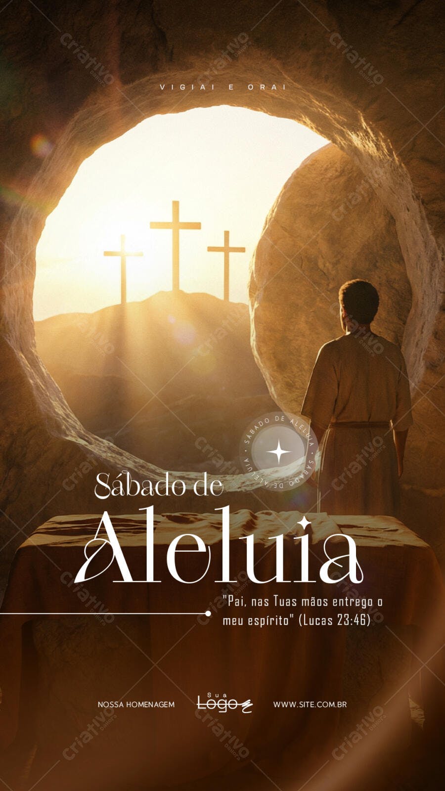 Post Páscoa Sábado de Aleluia Igreja PSD Editável