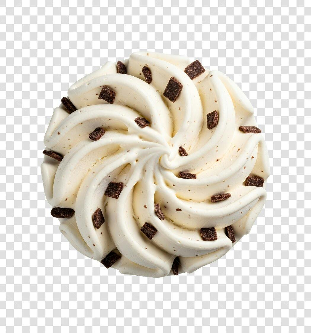 Foto Recortada Sorvete Baunilha Gotas Chocolate PNG Fundo Transparente